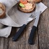 GRÄWE Tafelmesser 6 Stück, Messerset zum Schneiden, 6er Pack Brötchenmesser, Frühstücksmesser mit einseitigem Wellenschliff, Brotzeitmesser, scharfe Messer für Brotzeit, 21 cm - Schwarz Bild 5