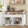 Buffet-Anrichte 140x35x95 cm Landhausstil mit Schubladen und Türen, Kaffeebar, Stauraum, weiß/braun Bild 4
