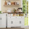 Buffet-Anrichte 140x35x95 cm Landhausstil mit Schubladen und Türen, Kaffeebar, Stauraum, weiß/braun Bild 5