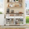 Buffet-Anrichte 140x35x95 cm Landhausstil mit Schubladen und Türen, Kaffeebar, Stauraum, weiß/braun Bild 2