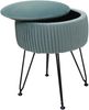 Sitzhocker HWC-K47, Hocker mit Staufach, Ø 33cm, Samt-Optik ~ grün, Gestell schwarz Bild 1