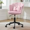Drehstuhl 55 x 62 x 73-83 cm in Rosa – höhenverstellbar mit Samtbezug, Rollen und Lendenkissen Bild 5