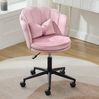 Drehstuhl 55 x 62 x 73-83 cm in Rosa – höhenverstellbar mit Samtbezug, Rollen und Lendenkissen Bild 3