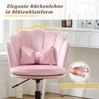 Drehstuhl 55 x 62 x 73-83 cm in Rosa – höhenverstellbar mit Samtbezug, Rollen und Lendenkissen Bild 4