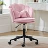 Drehstuhl 55 x 62 x 73-83 cm in Rosa – höhenverstellbar mit Samtbezug, Rollen und Lendenkissen Bild 2