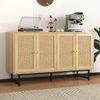 Sideboard 140x39,5x80 cm - Elegantes Design mit Rattan & Goldakzenten Bild 2