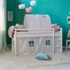 Hochbett Spielbett Kinderbett Kiefer Leiter Vorhang grau Stern 90x200 Tunnel Bild 2