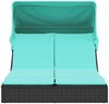 vidaXL Doppelte Sonnenliege mit Baldachin und Kissen, schwarzes Polyrattan 368645 Bild 3