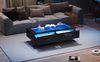 Couchtisch, Hochglanz Sofatisch mit Schubladen, Glasplatte und LED-Licht, MDF + Glas, Schwarz, 100×50×35 cm Bild 5