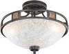Rustikale LED Deckenleuchte Rostoptik mit Glasschirm Alabasterfarben Ø 42cm Bild 2