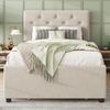 Polsterbett, 90x200cm, Bett mit Lattenrost ohne Matratze, Bett mit Rollcontainer, Samt, Minimalistisch, Beige Bild 2