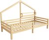 Merax Hausbett Kinderbett mit Ablageregal Kaminform 90x200cm, Natur Bild 5