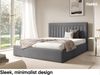 MEBLINI Polsterbett 160x200 mit Lattenrost ohne Matratze – BELORDI – Grau Samt – Doppelbett mit Bettkasten - Stauraumbett - Kopfteil Bett mit Stauraum Bild 3