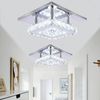 oyajia Deckenleuchte Moderne Kristall LED Deckenlampen, 12W Luxus Mini Kronleuchter, LED fest integriert, Tageslichtweiß, 20 x 20 x 10 cm Quadrat Deckenleuchte für Wohnzimmer Küche Flur Badezimmer Bild 2