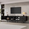 Merax 200cm Lowboard Fernsehschrank, Mit 2 Türen und 2 Schubladen, TV-Ständer mit großem Stauraum, Wohnraumschrank mit Gesamttragkraft von 45kg, Geeignet für 80-Zoll, Schwarz Bild 3