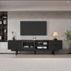 Merax 200cm Lowboard Fernsehschrank, Mit 2 Türen und 2 Schubladen, TV-Ständer mit großem Stauraum, Wohnraumschrank mit Gesamttragkraft von 45kg, Geeignet für 80-Zoll, Schwarz Bild 2