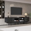 Merax 200cm Lowboard Fernsehschrank, Mit 2 Türen und 2 Schubladen, TV-Ständer mit großem Stauraum, Wohnraumschrank mit Gesamttragkraft von 45kg, Geeignet für 80-Zoll, Schwarz Bild 5