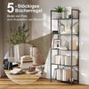 HOMCOM Bücherregal Industrielles Büroregal mit Metallrahmen, Standregal mit 5 Ebenen 1-tlg, für Wohnzimmer, Büro, Arbeitszimmer, 60x30x170,5 cm, Schwarz Bild 4
