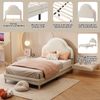 Polsterbett 90x200 cm mit LED-Beleuchtung, Wolkenkopfteil, Beige, ohne Matratze Bild 5