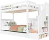 Etagenbett Kinderhochbett weiß mit ausziehbarem Rollbett Stauraum Treppe 90x200 cm Kiefer Holz Bild 5