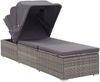 vidaXL Sonnenliege mit Sonnenschutz und Auflagen Poly Rattan Grau 46248 Bild 2