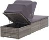 vidaXL Sonnenliege mit Sonnenschutz und Auflagen Poly Rattan Grau 46248 Bild 5
