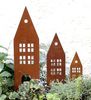 LB H&F Lilienburg Gartenstecker LB H&F Lilienburg Häuser 3er Set Gartendeko Roststecker (Edelrost Gartenfigur Dekofigur Dekohaus Haus Rost Rostdeko) Rost Metall Gartenstecker Beetstecker Dekostecker rostige Deko Garten Bild 3