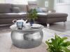 Couchtisch 60 x 30,5 x 60 cm Aluminium Silber Beistelltisch orientalisch rund, Flacher Hammerschlag Sofatisch Metall, Design Wohnzimmertisch modern, Loungetisch indisch Stubentisch klein Bild 3