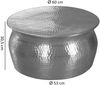 Couchtisch 60 x 30,5 x 60 cm Aluminium Silber Beistelltisch orientalisch rund, Flacher Hammerschlag Sofatisch Metall, Design Wohnzimmertisch modern, Loungetisch indisch Stubentisch klein Bild 4