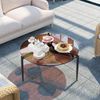 Runder Glas Couchtisch Gold Nordisch Minimalistisch modern 80x80x40 cm Bild 2