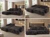 Ecksofa OVO mit schlaffunktion und bettkasten, Wellenfeder, lose Kissen, L-form 271x195 cm - Dunkelgrau Plüsch - linke Seite Bild 2