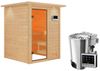 Karibu Sauna Sandra mit Dachkranz + 3,6kW Plug&Play BIO Kombi-Ofen externe Steuerung Bild 3