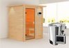 Karibu Sauna Sandra mit Dachkranz + 3,6kW Plug&Play BIO Kombi-Ofen externe Steuerung Bild 2
