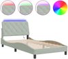 vidaXL Bettgestell mit LED ohne Matratze Hellgrau 100x200 cm Samt 3213837 Bild 2