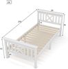 Merax Holzbett Einzelbett 90x200 aus Kiefernholz & MDF mit Lattenrost & Kopfteil für Schlafzimmer Weiß Bild 2