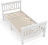 Merax Holzbett Einzelbett 90x200 aus Kiefernholz & MDF mit Lattenrost & Kopfteil für Schlafzimmer Weiß Bild 4