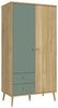 Kleiderschrank Winston / Whenua, Holzwerkstoff, Grün, Holzfarben, 95 x 186 x 52 cm Bild 2