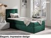 MEBLINI Kinderbett mit Bettkasten CARDI 100x200 Rechts – H3/Grün Samt Gepolstert Einzelbett mit Matratze - Polsterbett mit Stauraum - Bett mit Kopfteil – Stauraumbett Bild 2