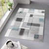 TaraCarpet Teppich Moderner Designerteppich TC-Fashion 6114 Karos in grau, beige und blau, rechteckig, Höhe: 12 mm, Kurzflor Karos blau grau Wohnzimmer Schlafzimmer Kinderzimmer 080x140 Bild 1