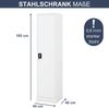 Aktenschrank abschließbar ALEX - 5 Ebenen verstellbar, Flügeltüren | Metallschrank Werkstatt Mehrzweckschrank Büroschrank aus Stahl Werkzeugschrank, 185x45x40cm Weiß Bild 2