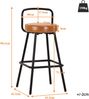 Merax Barhocker 4er Set mit ergonomischer Rückenlehne, wasserabweisendem PU-Leder und stabilen Eisenbeinen,Barstuhl mit Rückenlehne, Fußstütze, Braun Bild 4