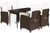 vidaXL 5-tlg. Garten-Essgruppe mit Kissen Braun Poly Rattan 3212976 Bild 2