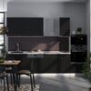 Küchenzeile Fame-Line Schwarz gestreift/Weiß 300 cm mit Hochschrank, ohne Arbeitsplatte Vicco Bild 4