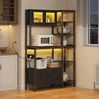 Küchenregal mit USB-Anschluss, LED-Leiste & Glastüren, 115x40x180 cm, Schwarz Bild 2