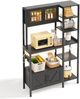 Küchenregal mit USB-Anschluss, LED-Leiste & Glastüren, 115x40x180 cm, Schwarz Bild 5