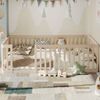 Kinderbett mit Zaun und Rausfallschutz, Babybett ohne Lattenrost, 90x200 cm, Holzbett, Einzelbett Bild 2