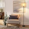 ZMH Stehlampe Wohnzimmer Vintage Stehleuchte: LED Dimmbar Standleuchte 134cm Standlampe Beige Lampenschirm 3000K-6500K Wohnzimmerlampe Seilzugschalter Retro Stoff Leselampe für Schlafzimmer Büro Bild 2