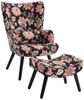 HomeMiYN Ohrensessel Relaxsessel Lehnstühle Patchwork Ohrensessel mit Hocker lesesessel, Chair Bild 2
