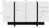 Merax Weißer Hochglanz-Sideboard, moderner und schlichter Anrichte mit 3 Türen und 4 Schubladen, leicht zu reinigen, ideal für Wohnzimmer oder Esszimmer Bild 4