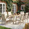 STILVORA Gartenlounge-Set für 6 Personen Garten-Essgruppe Gartenmöbel-Set mit 1 Tisch & 6 Stühle, (Garten-Essgruppe 6-Sitzer, Tisch + 6 Stühle, Metall WPC, 6 Personen Set, Khaki/Beige, Outdoor), atmungsaktiv, rostfrei, komfortabel, stabil, pflegeleicht Bild 3